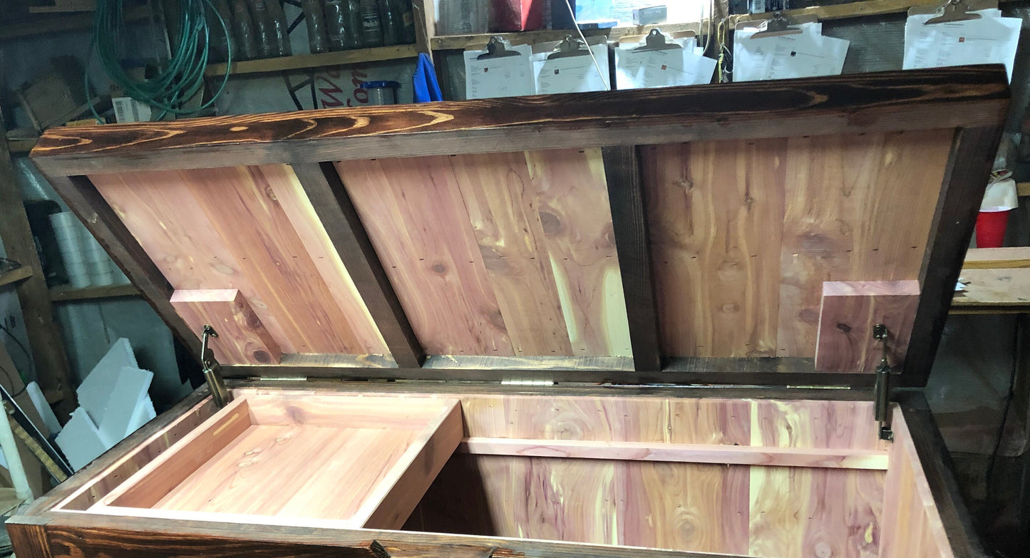 Large Cedar Chest, Christmas Gift, Hope Chest, Wedding Gift, Blanket Chest with Tray