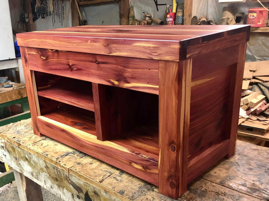 Cedar Entryway Bench, Hidden Storage, Shoe Storage