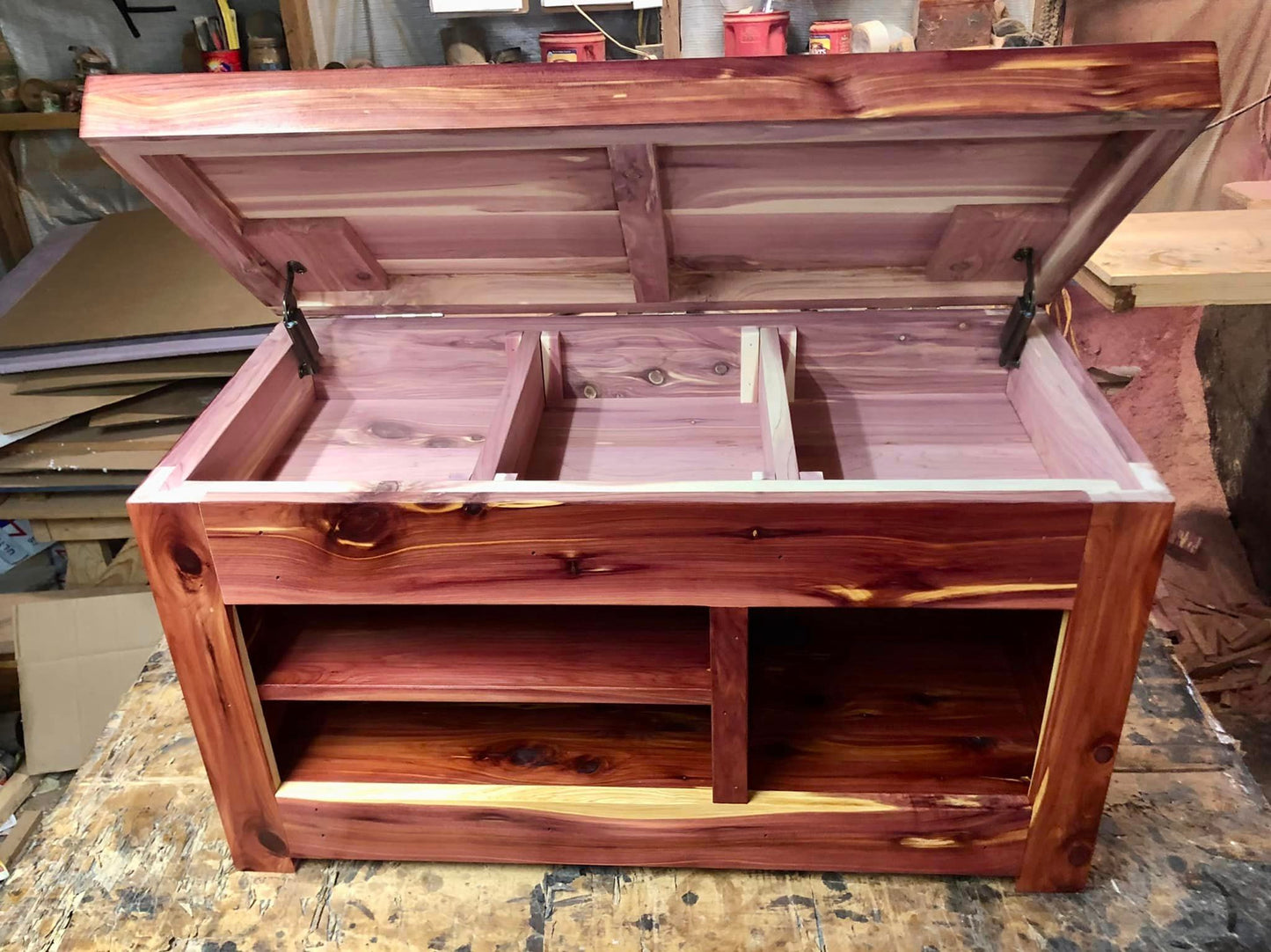 Cedar Entryway Bench, Hidden Storage, Shoe Storage