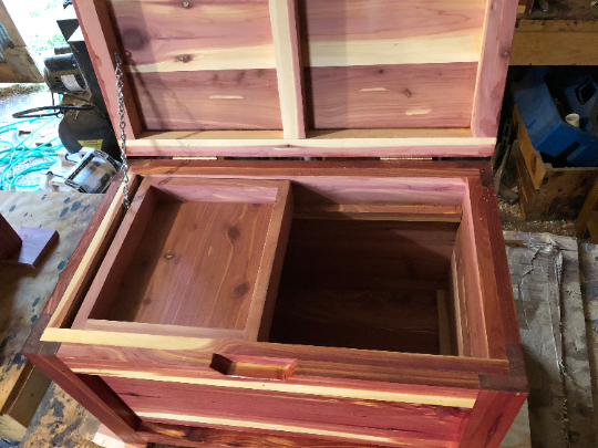 Handcrafted Rustic Cedar Chest with Tray, Quilt, Sewing box, Storage box, Hope Chest, Wedding Gift,