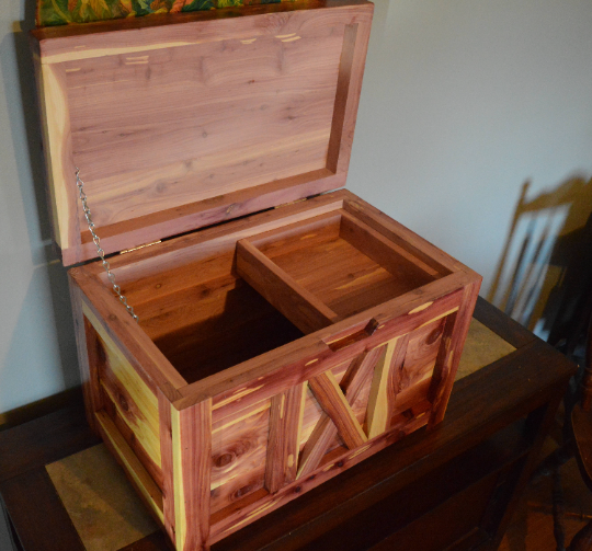 Handcrafted Rustic Cedar Chest with Tray, Quilt, Sewing box,  Keepsake Box, Storage box, Keepsake Chest